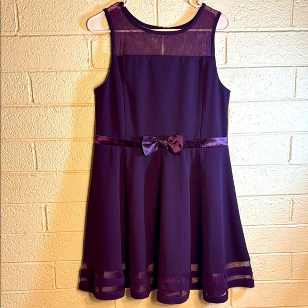 Calvin Klein Purple Tiered Ruffled A-Line Dress